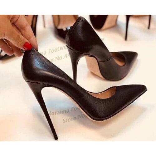 Moraima Snc 12/10cm Thin Heels Woman Shoes Sexy Pointed Toe Stiletto Heels Fashion Shallow Party Dress Shoe Black White Nude