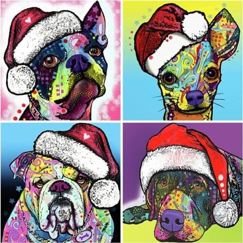 5D DIY Poured Glue Diamond Painting Kits Scalloped Edge Dog Full Round Drill Picture Embroidery Animal Christmas Home Decoration