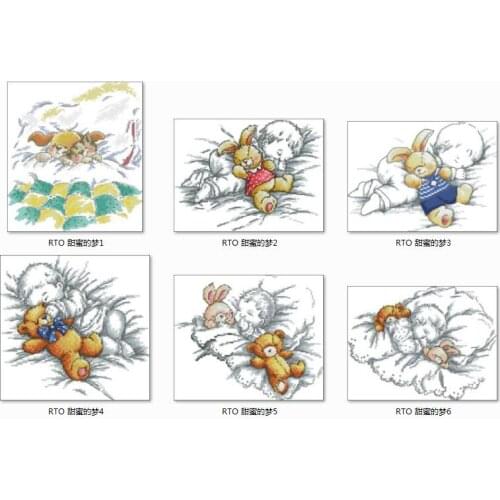 RTO Sweet Dream cross stitch package flower aida 18ct 14ct 11ct black cloth people kit embroidery