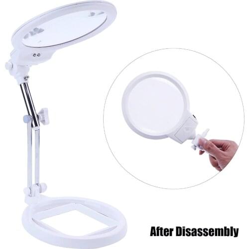 Desktop Illuminated Magnifier Lamp Light For Soldering Welding Hobby Nail Artist Readin With LED Desk Foldable Glasses Magnifier