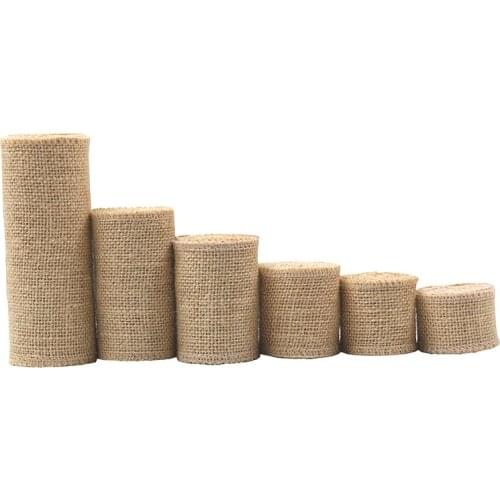 Natural Ribbon Roll Burlap Table Runners Size 2.5/4/6/8/10/12 cm Natural Jute Hessian Wedding Party Chair Bands Vintage Home