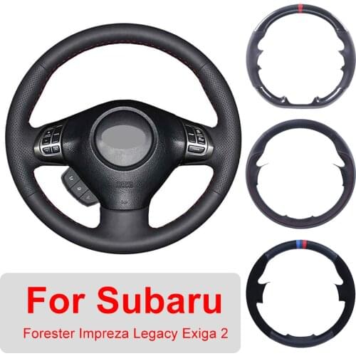 Customized Car Steering Wheel Cover For Subaru Forester 2008-2012 Impreza Legacy 2008-2011 Exiga 2 Leather Protective Wrap