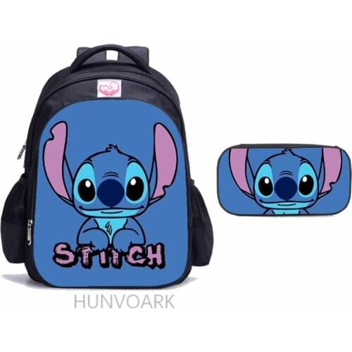 16 Inch Disney Kawaii Stitch Children School Bags Orthopedic Backpack Kids School Boys Girls Mochila Infantil Catoon Bags