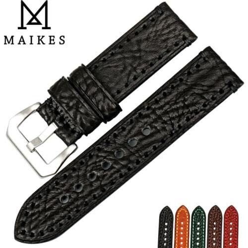 MAIKES Fashion watch band 20 22 24 26mm watch accessories black cow leather watchbands watch bracelet for fossil watch strap