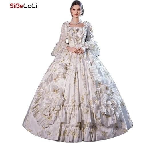 Deluxe Renaissance White Rococo Marie Antoinette Dress Fantasy Princess Theater Ball Gown