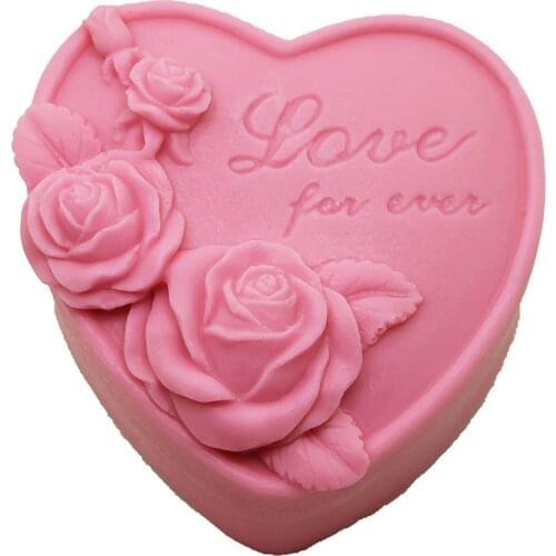 Rose Flower Silicone Soap Bar Molds Valentine Heart Shaped DIY Craft Handmade Soap Mold Cake Decoration Mold Art Crafts Mould