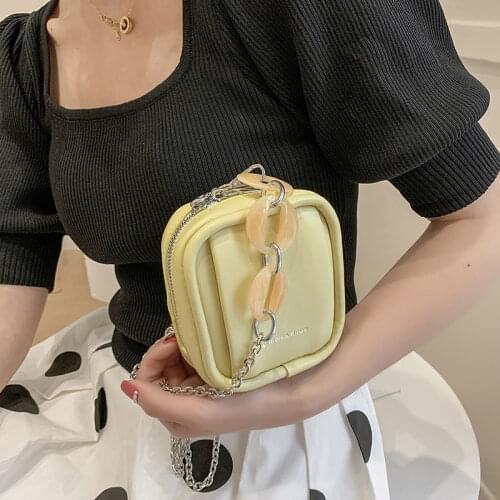 Crossbody Bag Handbag Purse Shoulder Bag Women Bag All-match Fashion Zipper Mini Chain 2021 New PU Leather Solid Color Backpack