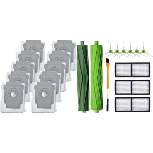 TOP!-10 Packs Vacuum Bags for IRobot Roomba I7 I7+/Plus S9+ (9550) & 1set Roll Brush, Side Brush, Filter