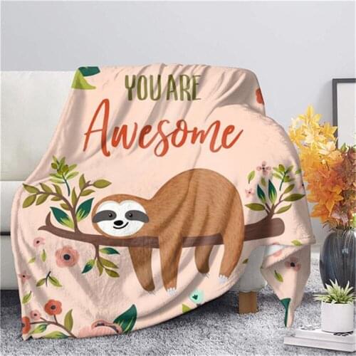 Funny Little Sloth Flannel Blanket Warm Bedroom Animal Throw Blanket on Bed Sofa Bedding Travel Blanket for Adult Kid Quilt