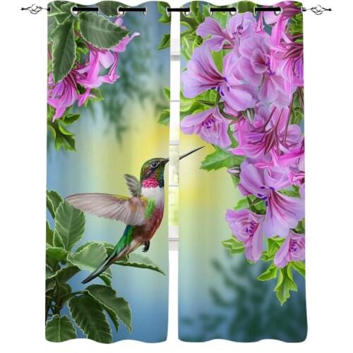 Plant Flower Hummingbirds Blackout Curtains For Living Room Window Curtains For Bedroom Kitchen Curtains Drapes Blinds