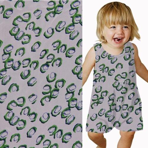 Green Mini print 100% silk Crepe DE chine silk fabric cartoon design,SCDC805