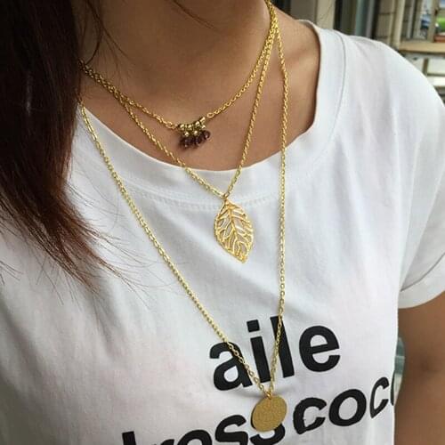 Fashion collares High Quality Romantic Choker Chain Necklace New Design leaf sequins pendant Female Accessory Costume Jewelry