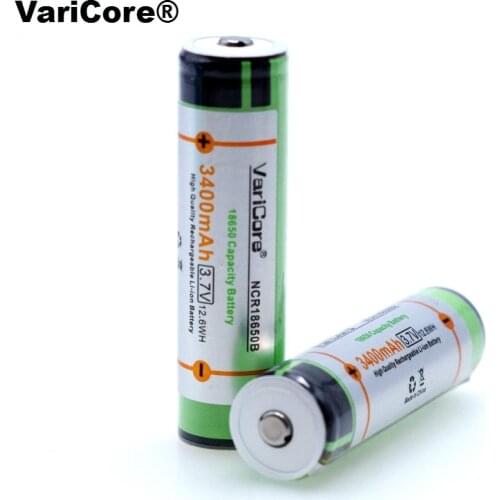 2PCS VariCore Original Protected 18650 NCR18650B 3400mAh Rechargeable Li-lon battery with PCB 3.7V +Storage box