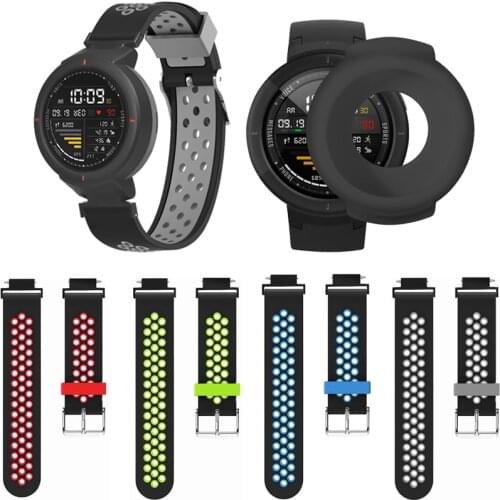 2 in 1 For Amazfit Verge Silicone Watch Strap Band+Soft Protective Case Cover Shell Frame Protector for Xiaomi Amazfit Verge 3