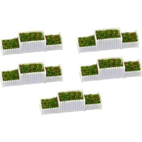 5 Pieces OO Scale 1/75 E Shape Flower Beds Miniatures for Train Building