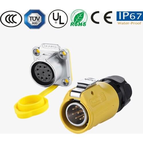 9 pin IP67 panel waterproof power connector pastic and metal plug socket car/audio connector panel/wiring terminal connector
