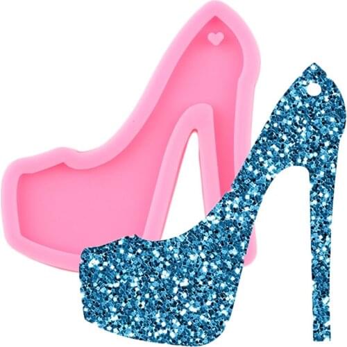 Shiny High Heels Silicone Mold Craft custom keychain Molds Epoxy Resin Jewelry Making Mould Pendant Polymer Clay Moulds
