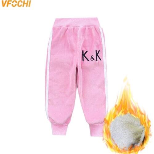 VFOCHI Boy Girls Pencil Pants Autumn Velvet Pants Stretch Waist Kids Pants Warm Children Trousers Baby Girls Boy Sports Pants