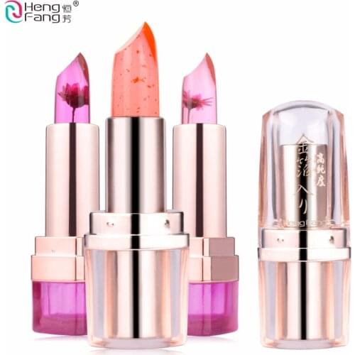 Black Chrysanthemum Lipstick Goldleaf Jelly Temperature Changed Lips 3.5g Makeup Brand HengFang #H9266-H9267