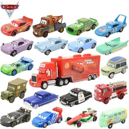 Disney Pixar Cars Mack Lightning McQueen Chick Hicks King Fabulous Hudson Metal Car Toy Boy Educational Birthday Christmas Gift