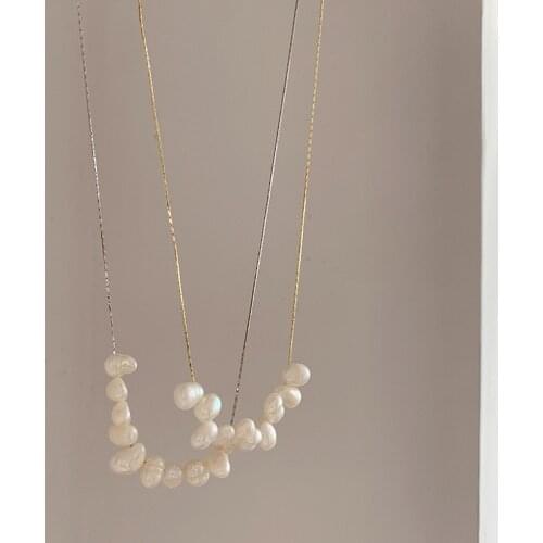 Minar Elegant 2 Designs Metal Thin Chain Chokers Necklace for Women Ladies Genuine Pearl Necklace Unique Accessories Gifts