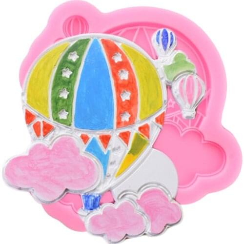 Hot Air Balloon Silicone Mold Cupcake Topper Baby Birthday Fondant Cake Decorating Tools Chocolate Making Mould Candy Clay Molds