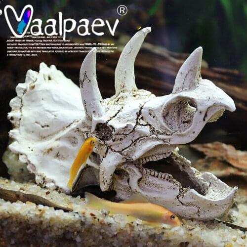 Simulation Triceratops Dinosaur Head Dragon Skull Action Figure for Aquarium Fish Tank Landscaping Decoration Toys DIY Crafts