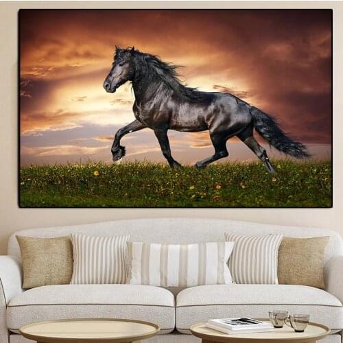 Wild Horse Running Canvas Painting Modern Animal Steed Unframed Wall Art Prints Artwork Pictures Gift For Home Decoration