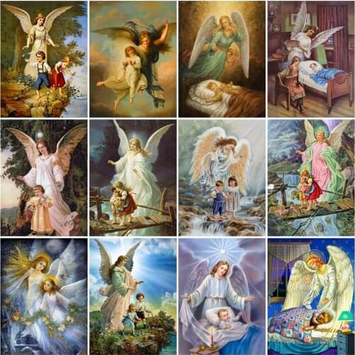 HUACAN DIY Oil Painting By Numbers Angel Acrylic On Canvas Wall Art Picture By Numbers Figure Childrens Room Decor