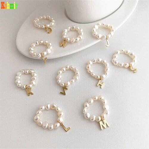 Kshmir New fashion restoring ancient ways natural freshwater pearl letter ring female contracted temperament ring jewelry gift