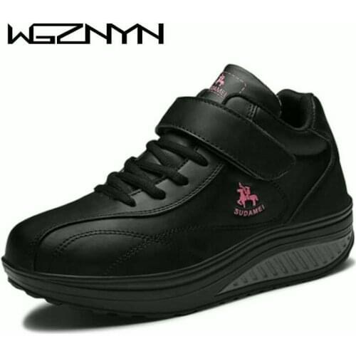 Hot Women Sneakers Breathable Waterproof Wedges Platform Vulcanize Shoes Woman Pu Leather Women Casual Shoes Tenis Feminino W55