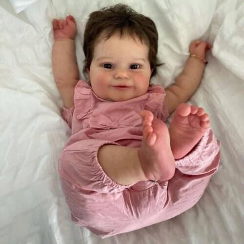 49cm/19in Reborns Doll Baby Girl Doll Nurturing Doll Realistic Handmade Soft Body w/ Opened-Eyes Rooted Hair Girl Gift