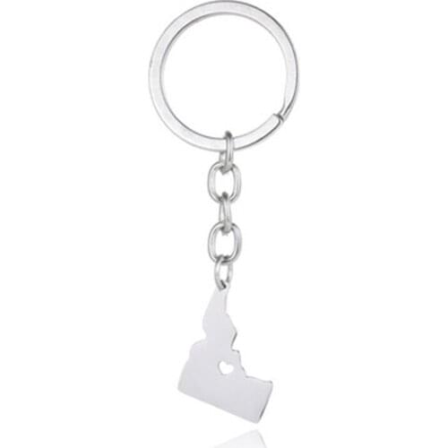 Fashion stainless steel new hot Idaho key chain US state map keychain accessories Men and women jewelry