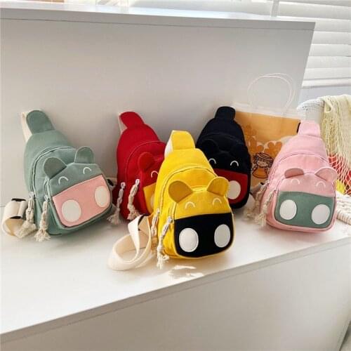 Toddlers Baby Cartoon Animal Chest Bag Little Girls Boys Large Capacity Adjustable Shoulder Strap Casual Zipper Messenger Bag