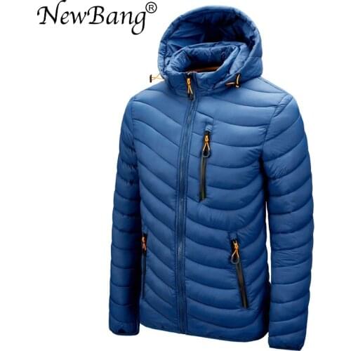NewBang Mens Cotton Jacket Ultra Light Cotton Jacket Mens Cotton Coat Men With Hooded Waterproof Warm Lightweight Overcoat