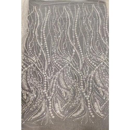 Latest Tulle Lace Fabric High Quality SYJ-888812 Fashion Net Fabric with beads French Lace Fabric
