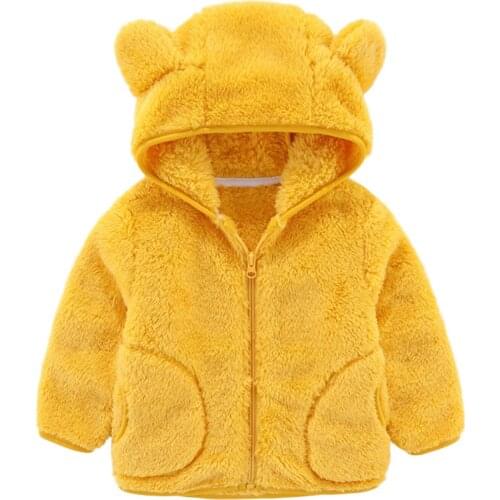 New Kids Baby Flannel jacket Warm Girls Boys Flannel Winter Fleece Jackets Sweatshirt Hooded Coats Animal Ear child Thick Coat