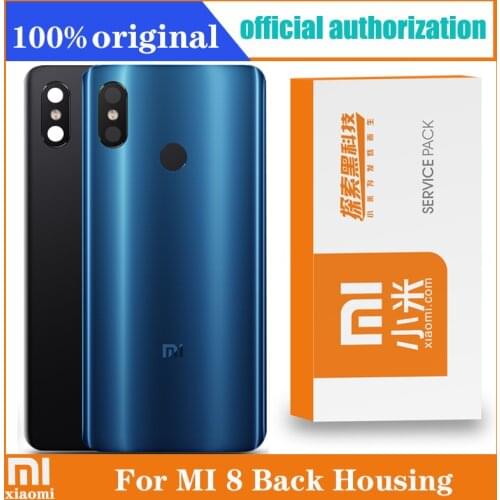 Original For 6.21" Xiaomi 8 MI 8 MI8 3D Glass Back Battery Cover Case+Silver Camera Frame For Mi8 Rear Housing