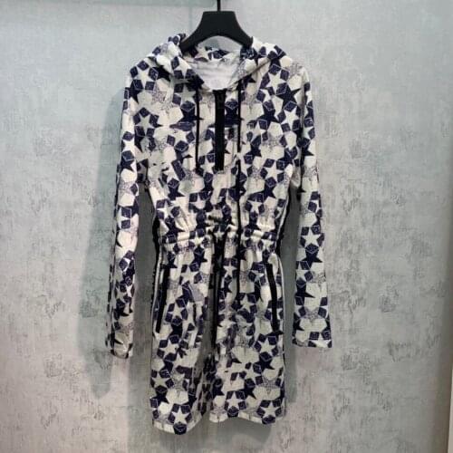 2021 autumn new womens dress with hat casual style all over the sky star pattern all over print with drawcord at the waist