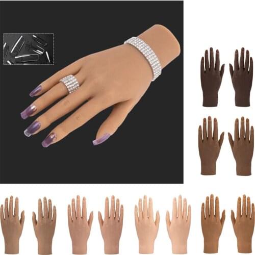 Nail Art Training Professional Practice Hand for Acrylic Nails Bendable Hand Display False Tips Nail Art Training Model Tool
