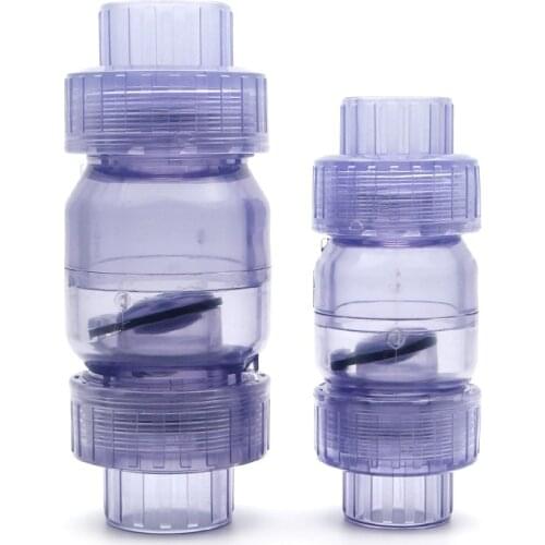 I.D.25mm 32mm Transparent Check Valve PVC One Way Non Return Valve Pipe Fitting Water Connector For Garden Irrigation Aquarium