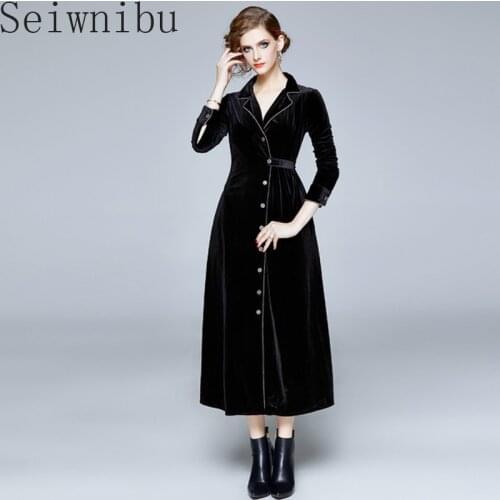 Luxury Dress Suit Trench Office Ladies Work Formal Business Wear Velvet Elegant High Quality Runway Brand Blazer Dress Plus Size