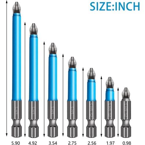 25mm-150mm 1/4" Hex Shank Fits Magnetic Anti-Slip PH2 Electric Screwdriver Bits Exactness Single Phillips/Cross Head Power Tool
