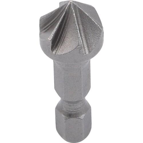 Hexagon Shank Six-blade Chamfering Tool 1/4 Inch Hex Shank Chamfering Drill Bit Woodworking Corner Bevel Cutting Bit