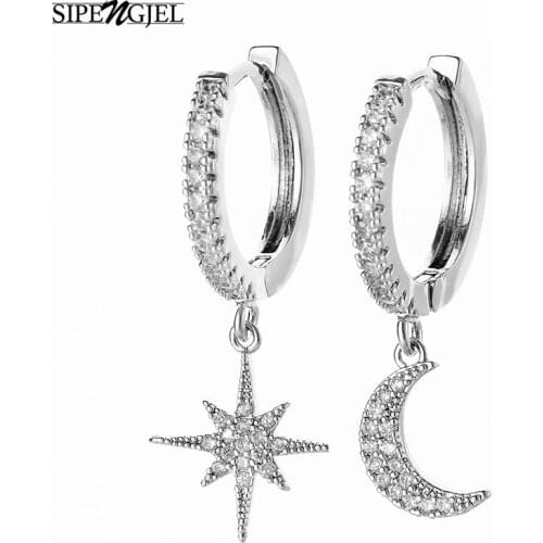New Fashion Cute Star And Moon Drop Earrings Gold And Silver Color Classic Earrings For Women Korean Jewelley pendientes plata