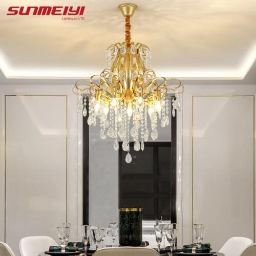 Nordic LED Crystal Chandeliers Ceiling For Dining room Bedroom Hall Corridor Modern Gold Hanging Lamp Fixture Living room люстра