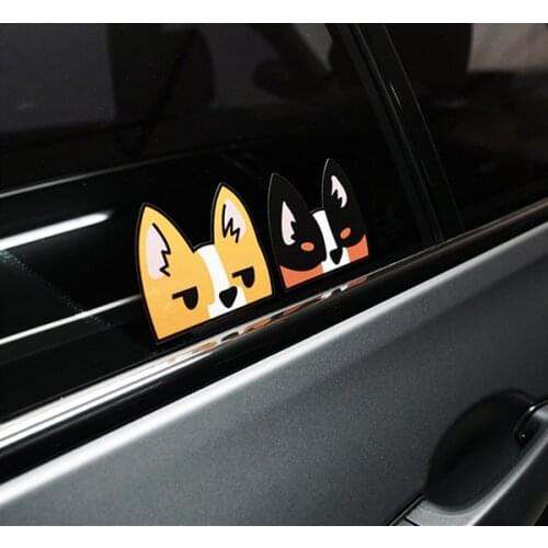 Car Styling Vinyl Tape Corgi Cute Peeping Dog Pet Auto Window Laptop Sticker Decals 16x7cm
