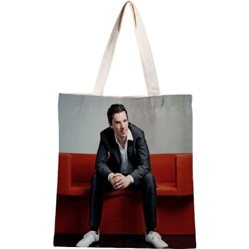 Custom Benedict Cumberbatch Shopping Bag Graphic Tote Harajuku Shopper Bag Women Canvas Shoulder Bag Female Ulzzang Eco 30*35cm