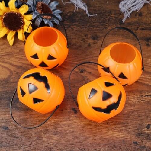 20 Pcs Pumpkin Bucket Halloween Masquerade Decoration Sweet Holder Bucket Halloween Nightclub Bar Scene Decoration