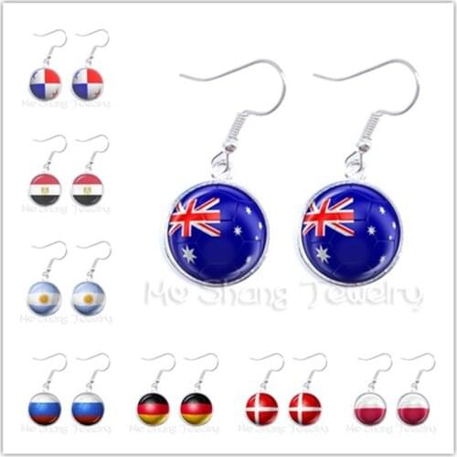 Panama/Australia/Egypt/Argentina/Russia/Germany National flag Base Ball Fans Sports Fans Lover Jewelry Titan Cup Earrings